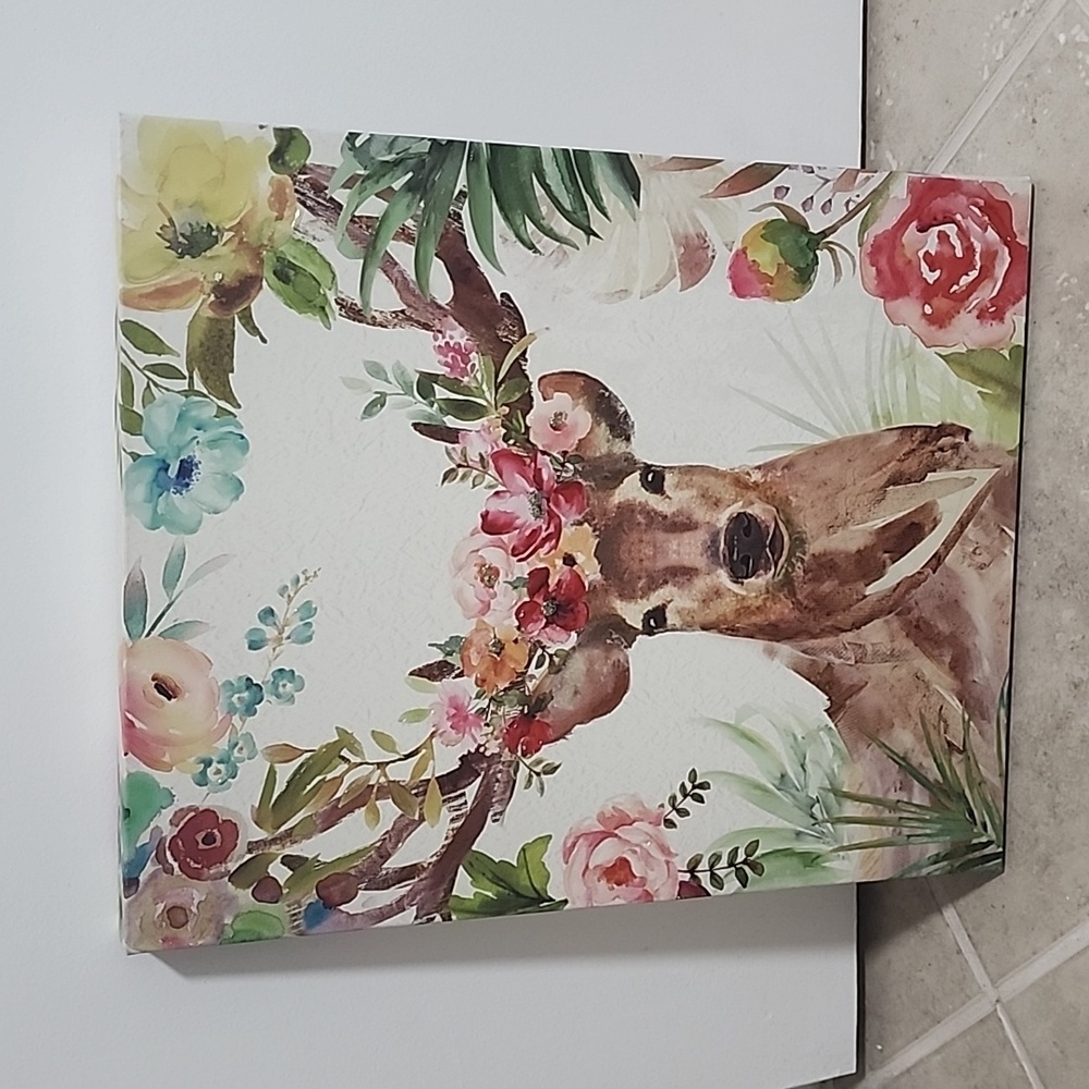 REINDEER COLORFUL CANVAS ART FRAME WORK